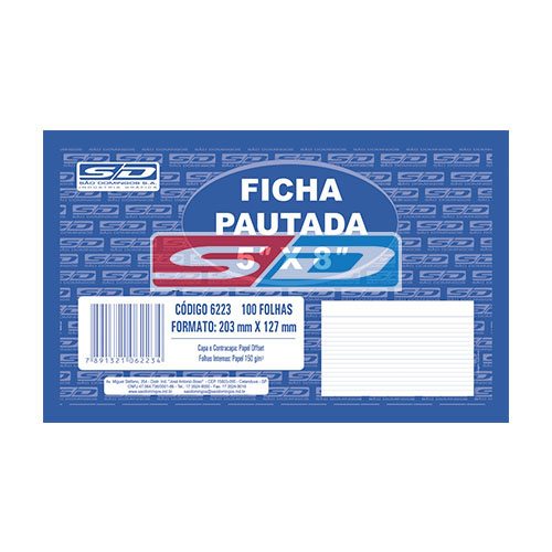 Ficha Pautada 5x8 com 100 – SÃO DOMINGOS