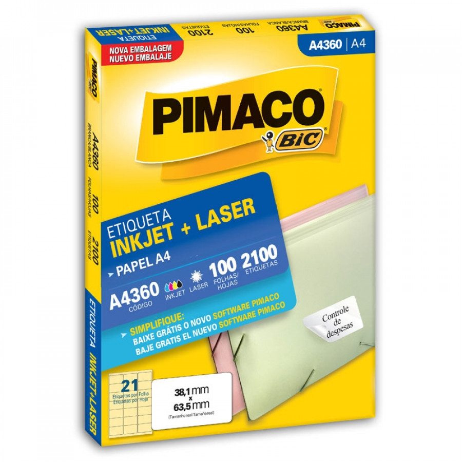 Etiqueta A-4 360 Tamanho 38,1X63,5com 100 (21) - PIMACO
