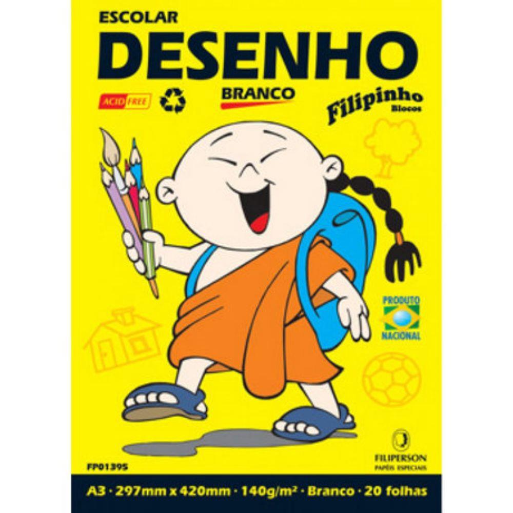 Bloco Escolar A-3 Branco 20 Folhas 140 Gramas – FILIPERSON