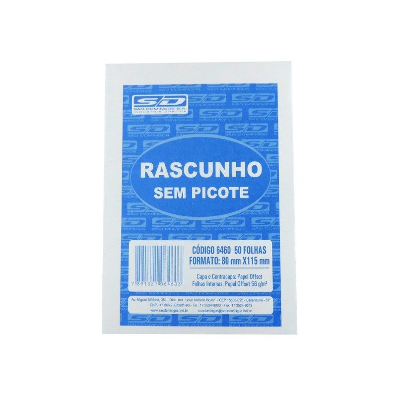 Pedido Rascunho sem Picote 80X115 50 Folhas - SÃO DOMINGOS
