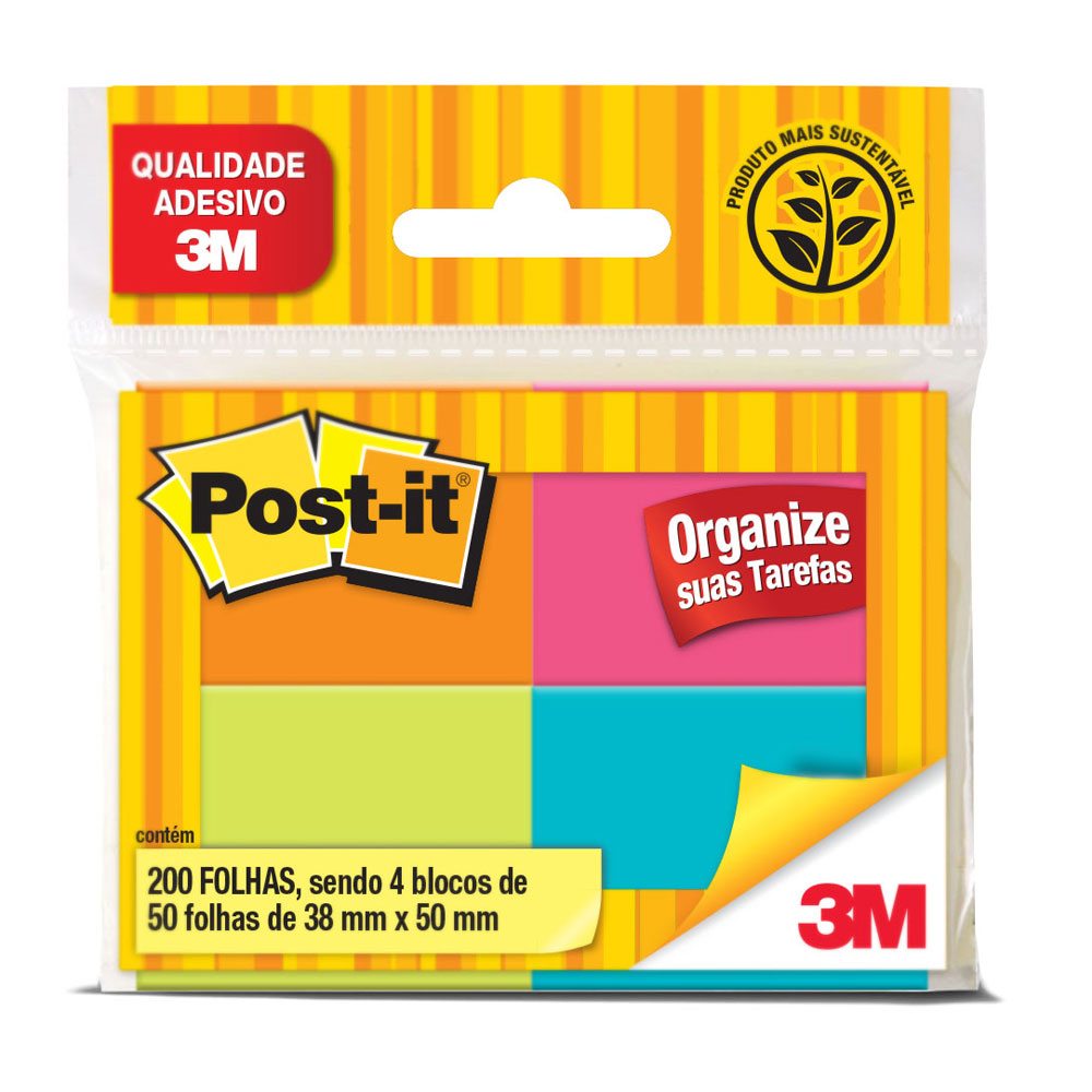 Post-it 38X50 com 4 Cores Tropical - 3M