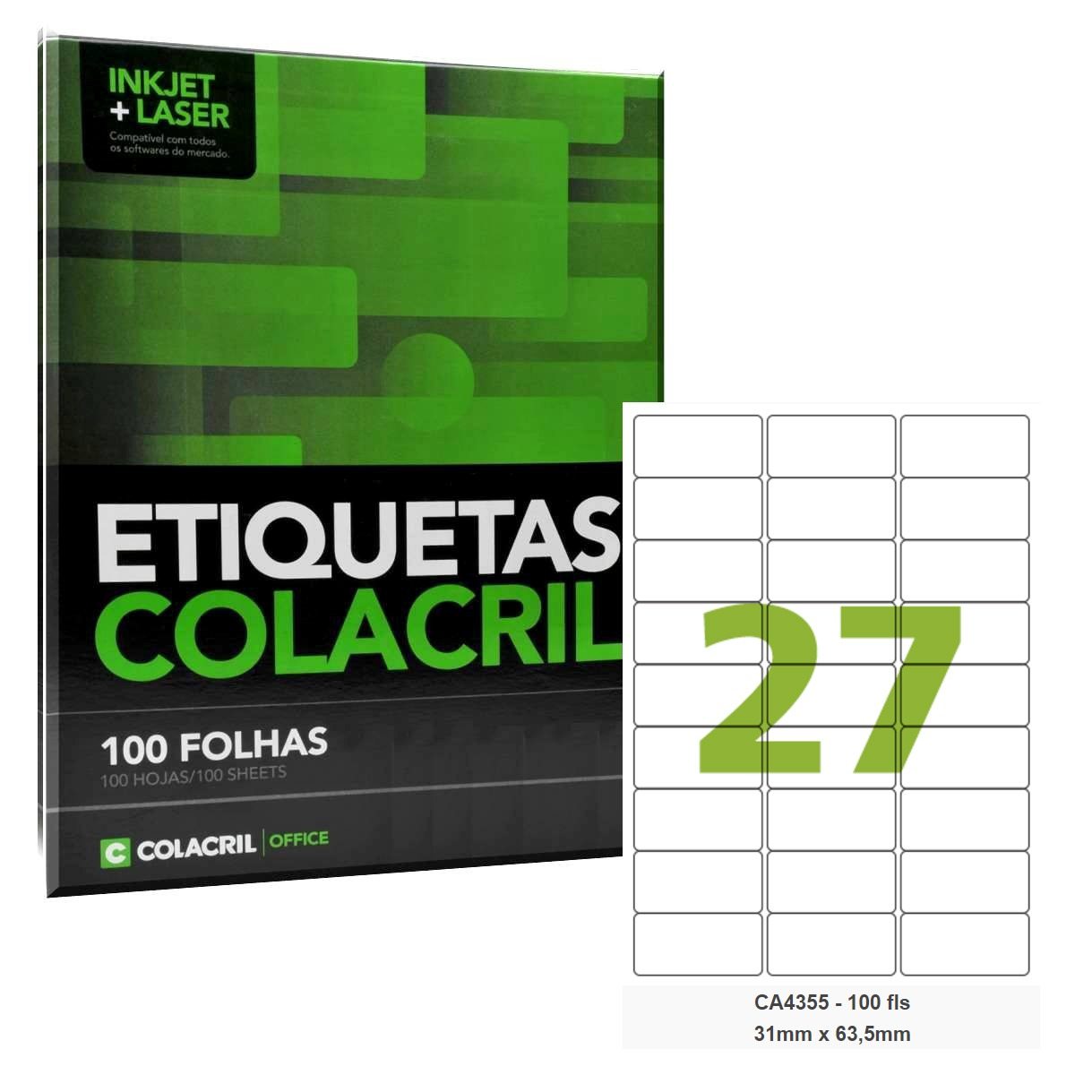 Etiqueta A-4 355 31,0X63,5 (27) - COLACRIL