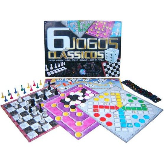 Jogo de Xadrex Dama Ludo Trilha e Forca 6X1 - PAIS & FILHOS