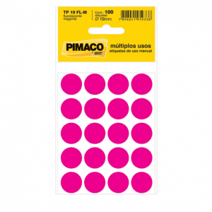 Etiqueta Redonda TP19 100 Etiquetas Magenta Fluorescente – PIMACO