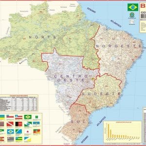 Mapa Dobrado Brasil Regional Geoeconômico - MULTIMAPAS