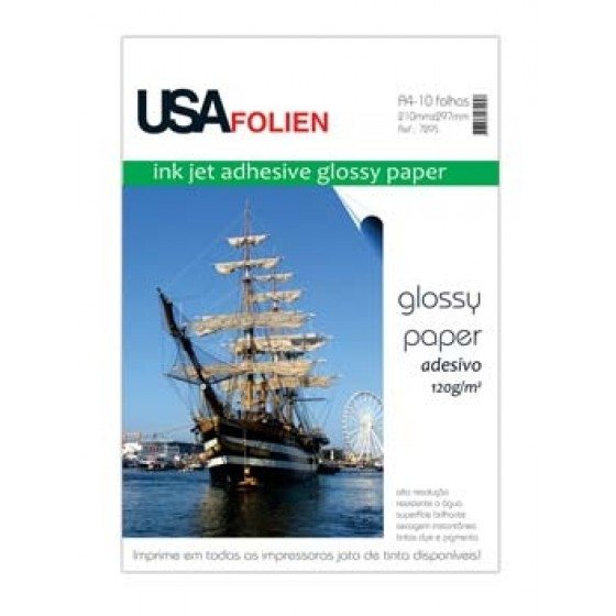 Papel Fotográfico com  Adesivo  120 Gramas com 10- USA FOLIEN