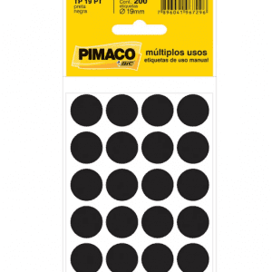 Etiqueta Redonda TP19 200 Etiquetas Preta – PIMACO