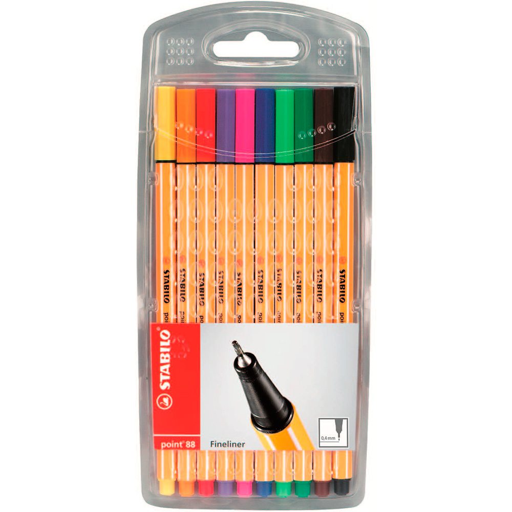 Caneta Stabilo Fine 0.4mm Estojo com 10 cores