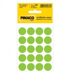 Etiqueta Redonda TP19 100 Etiquetas Verde Fluorescente – PIMACO