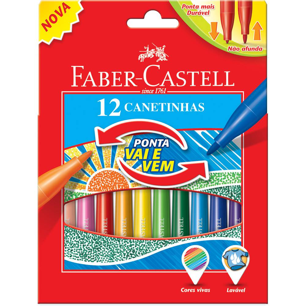 Canetinha Hidrocor com 12 Vai e Vem - FABER CATELL