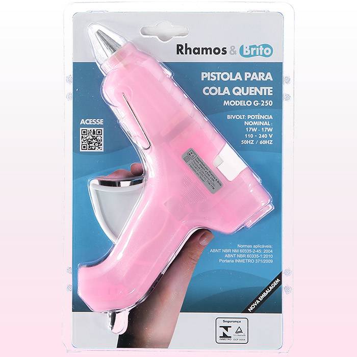 Pistola Para Cola Quente G-250 Rosa - RHAMOS & BRITO