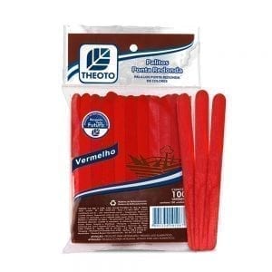 Palito de Picolé Ponta Redonda Vermelho - THEOTO