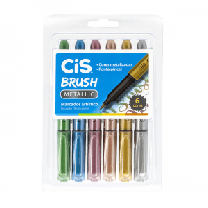 Kit Caneta Brush Metallic Conjunto com 6 - CIS