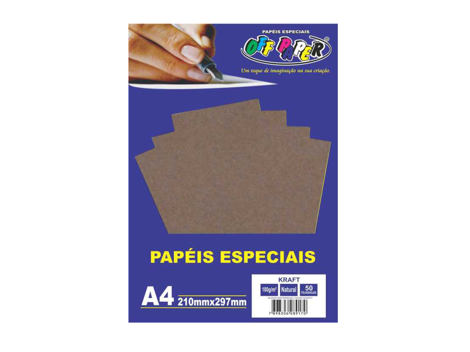 Papel Especial Kraft Natural 180 grs Pacote com 50 Folhas - OFF PAPER