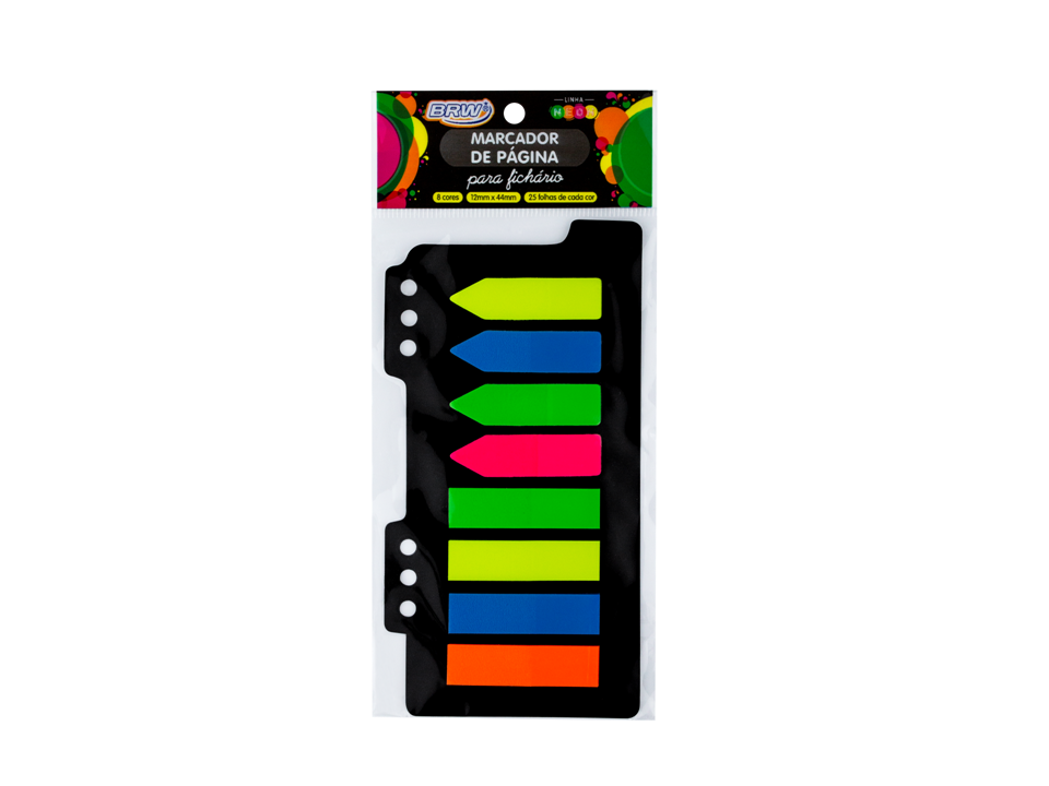 Marcador Páginas 8 Cores Neon 200 Folhas FL0003 - BRW