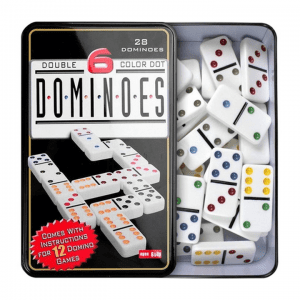 Dominó Branco/Color 09mm Estojo Lata 28 Peças - MILENIO