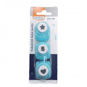 Furador Papel 10mm Com 3 Moldes Estrela/Flor/Coração - BRW