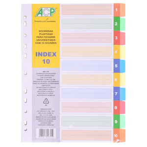 Divisória 10 Índices Colorida Plástico 22,4 x 29,5 - ACP
