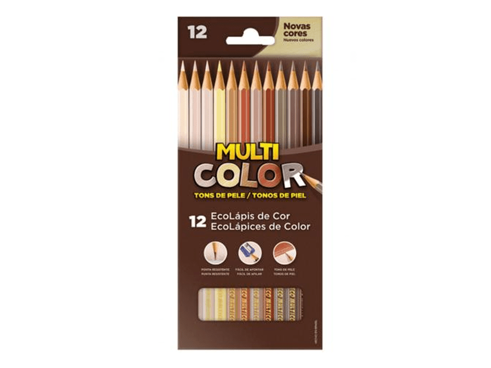 Lápis Cor Com 12 Tons de Pele - MULTICOLOR