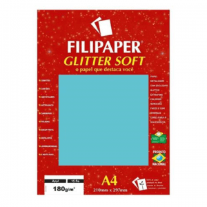 Papel Especial Glitter Azul 180g 15 Folhas - FILIPERSON