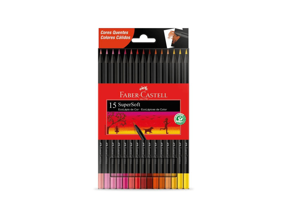 Lápis Cor Com 15 Unidades SuperSoft Cores Quentes - FABER CASTELL