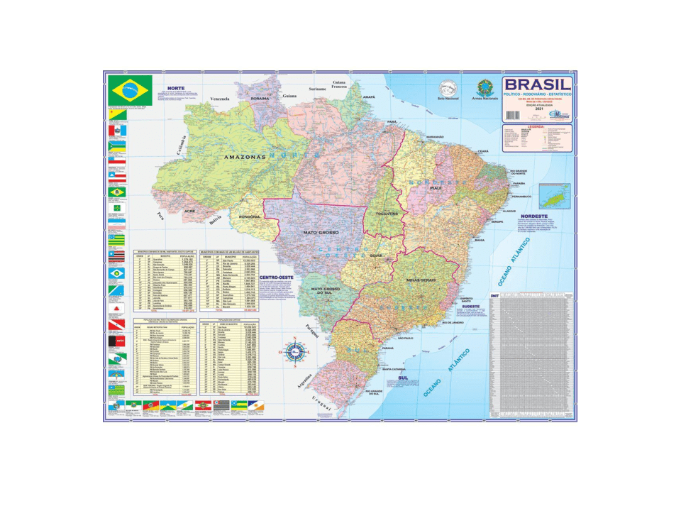 Mapa Tubo Periódico Brasil Político 4030 - MULTIMAPAS