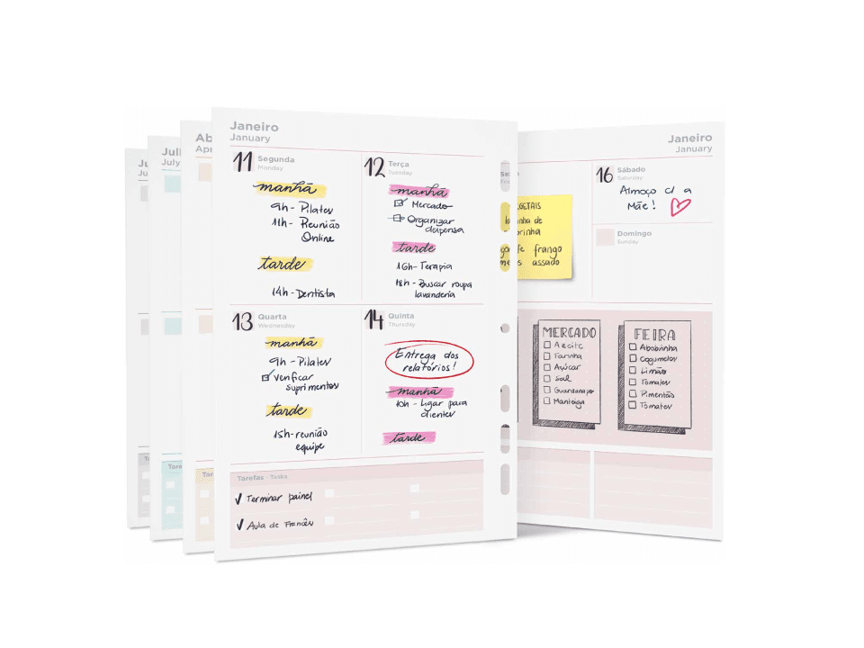 Refil Planner Argolado A5 Agenda Permanente 14,8x21 - ÓTIMA