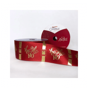Fita Cetim 38mm x 10m Natal Hohoho - PROGRESSO