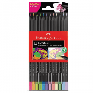 Lápis Cor Com 06 Neon + 06 Pastel Supersoft - FABER-CASTELL