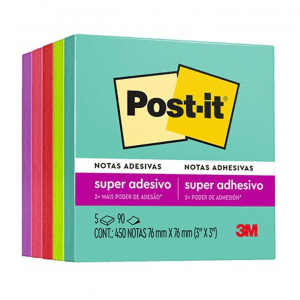 Post-it 5 Blocos 76x76 450 Folhas Colec Supernov - 3M