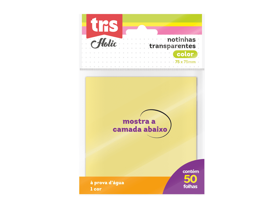 Post-it 75x75 50 Folhas Translucido Amarelo - TRIS