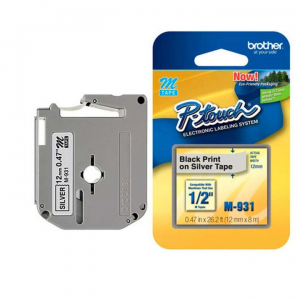 Fita Rotuladora Eletrônica 12mm x 8m Preto/ Prata M931 - BROTHER
