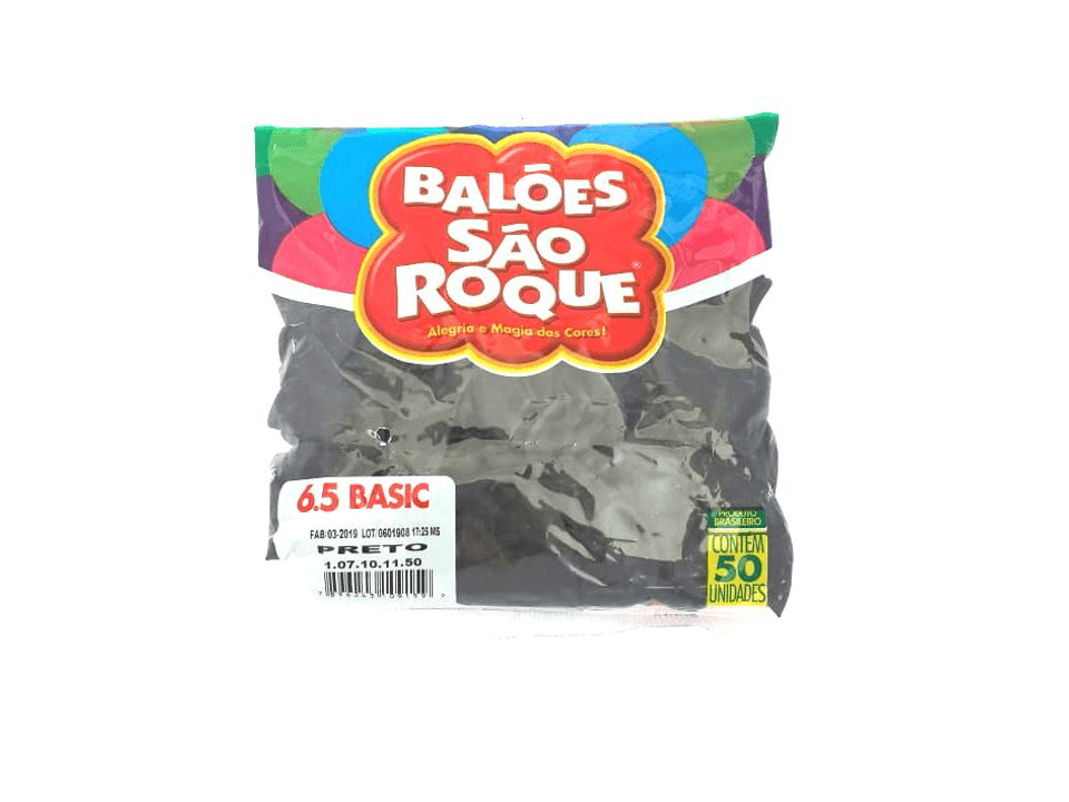 Balão 6,5 Preto Com 50 - SÃO ROQUE