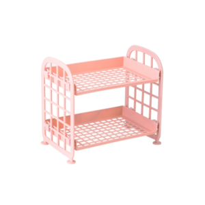 Prateleira Plástica De Mesa 02 Andares Rosa - BUENDIA