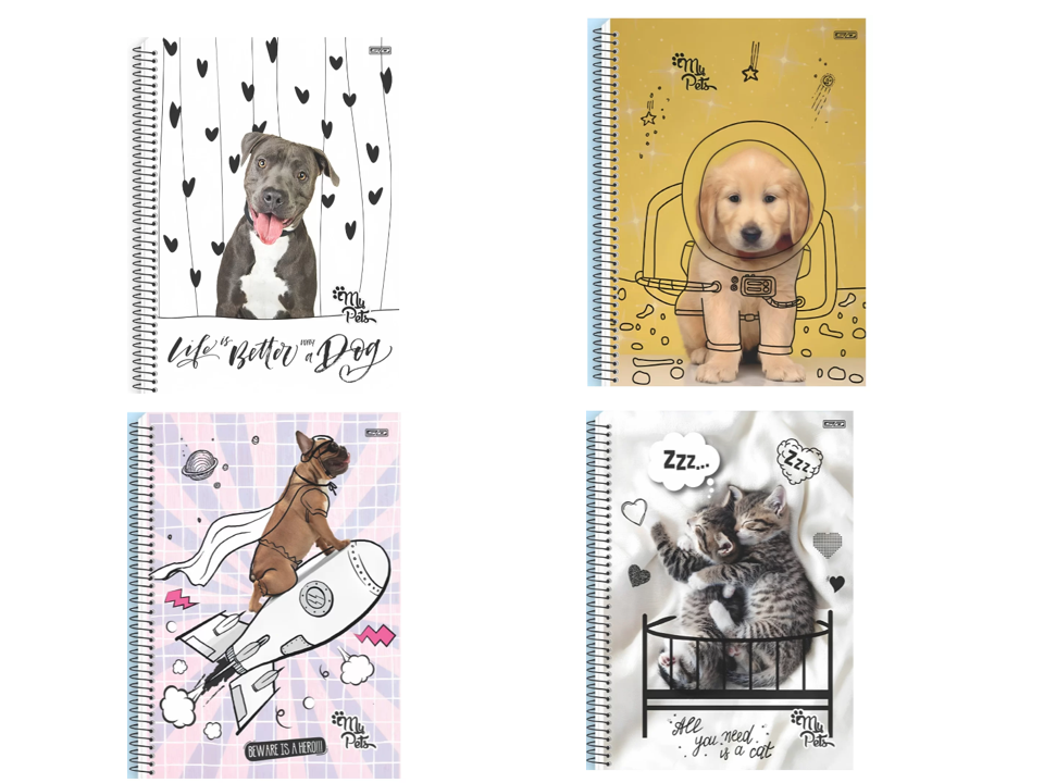Caderno Espiral 1/4 Capa Dura 80 Folhas My Pets - SÃO DOMINGOS