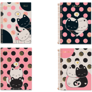 Caderno Espiral 1/4 Capa Dura 80 Folhas Cute Cat - CADERSIL
