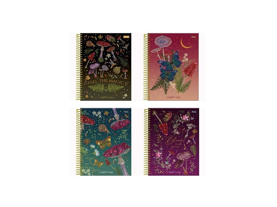Caderno Espiral Colegial Capa Dura 10X160F Magic Land - FORONI