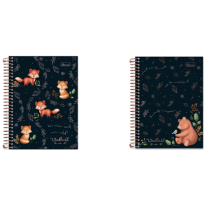 Caderno Espiral Colegial Capa Dura 1x80 Folhas Woodland - CADERSIL