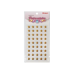 Pedraria Adesiva Estrela Ouro 10mm - MAKE +
