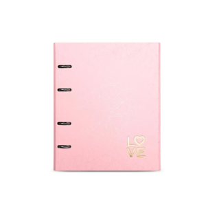 Caderno Premium Argolado Com Aba Pink Stone Geométrico - OTIMA