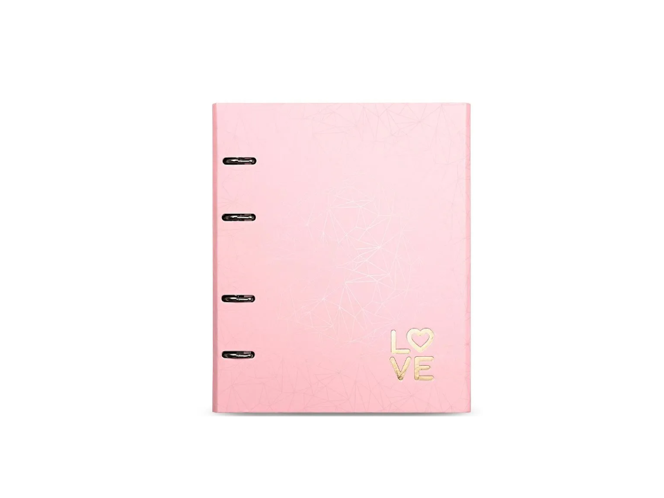 Caderno Premium Argolado Com Aba Pink Stone Geométrico - OTIMA