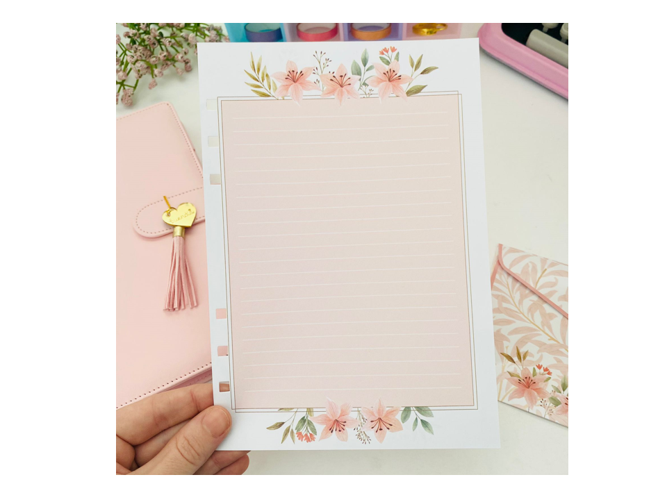 Refil Fichario A5 6 Furos Floral ELegante 40F - BUENDIA