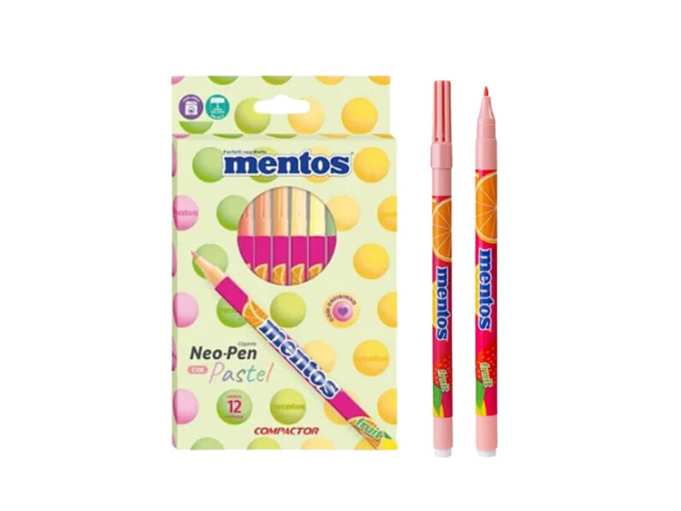 Canetinha Hidrocor 12 Cores Mentos Neo Pen Gigante Cores Pastéis - COMPACTOR - Imagem 2